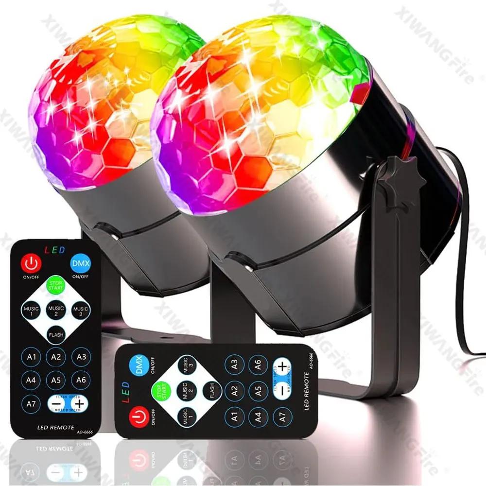 Stage lamp for rotating DJ with LED disco light activated by RGB sound with remote control for Christmas party club decoration at home