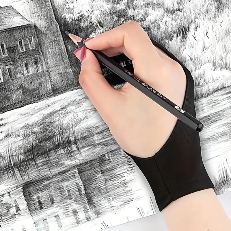 Guanti da disegno anti-sbavatura a due dita anti-tocco per tablet e schermi - Guanti artistici anti-impronta e anti-polvere (3/10 pezzi)