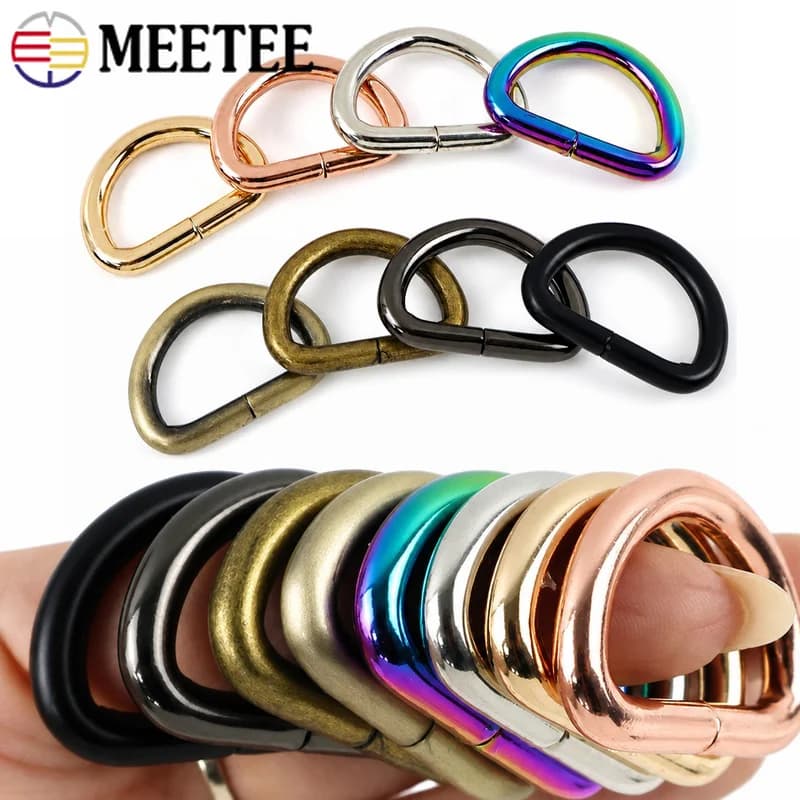 10/20 Pezzi Anello a D in Metallo 20-38mm, Gancio Regolabile per Guinzaglio Cane, Connettore per Cinghia Borsa, Chiusura, Accessori Fai da Te