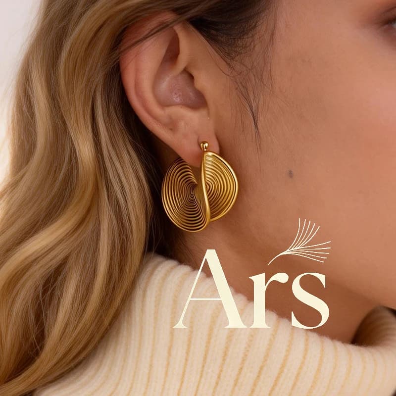 Ars Gold Stainless Steel Geometric Hoop Earring Gold Plated Large Earrings Irregular Aesthetics Spiral Earrings Gift for Women