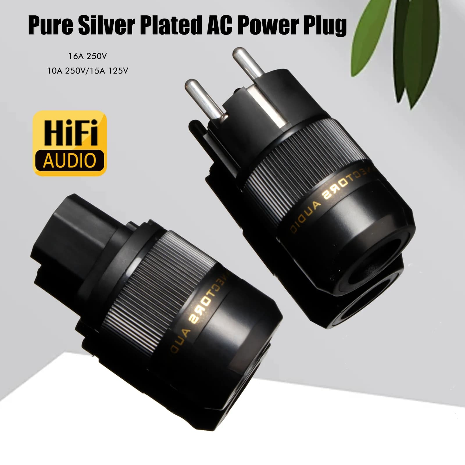 Cavo di alimentazione EU Schuko placcato argento/oro/rodio con connettore IEC C15, fatto a mano, per fai da te, adattatore per cavo di alimentazione AV