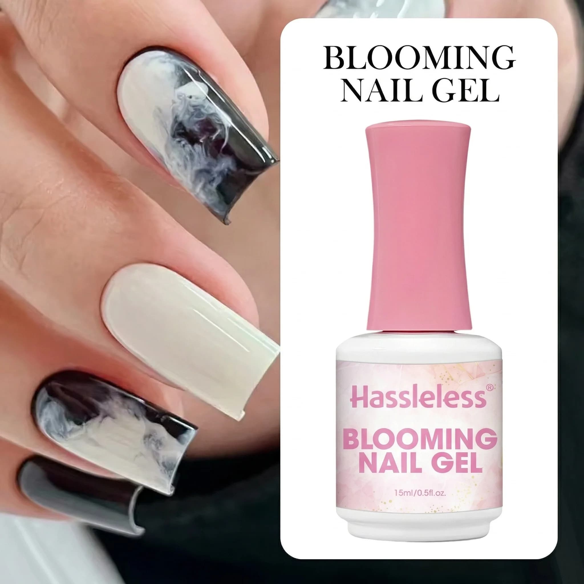 Gel per unghie trasparente effetto acquerello Hassleless da 15 ml — Crea effetti sfumati e marmorizzati | Gel UV Soak-off |
