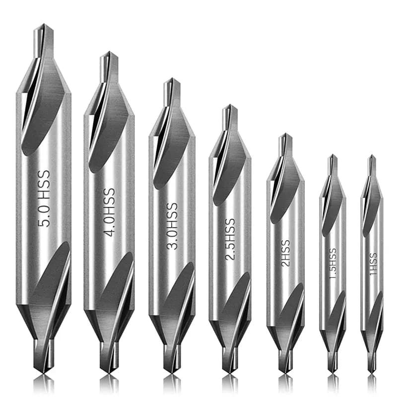 Set of 7 1/1,5/2/2.5/3/4/5 mm centering tips set with 60 degree angle, turning tools and metal processing