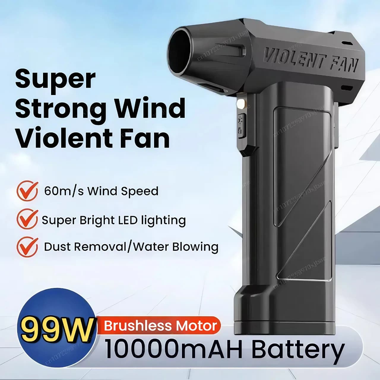 Ventilatore d'aria Super potente 990000 giri/min Spolverino ad aria compressa con luci a LED Ventilatore a vuoto d'aria Ventilatore a getto senza fili per la pulizia dell'auto del PC