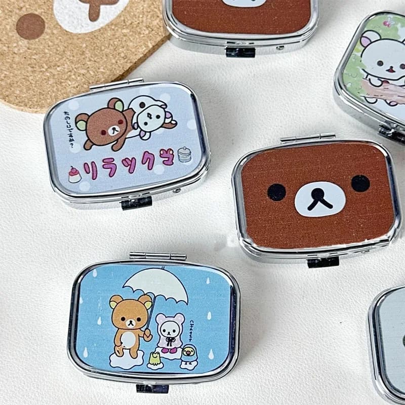 Rilakkuma box in the shape of animated cardboard, mini laptop with mirror, nice box for rings, earrings and jewelry, birthday gift for friends.