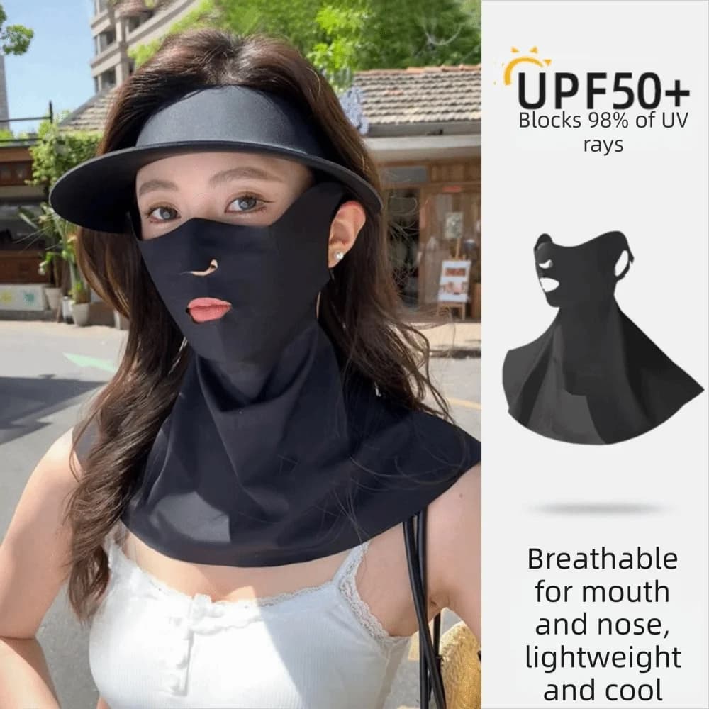 Breathable Sun Protection Mask Elastic UV Protective Face Guard Mask Korean Style Cooling Ice Silk Mask Outdoor Sports