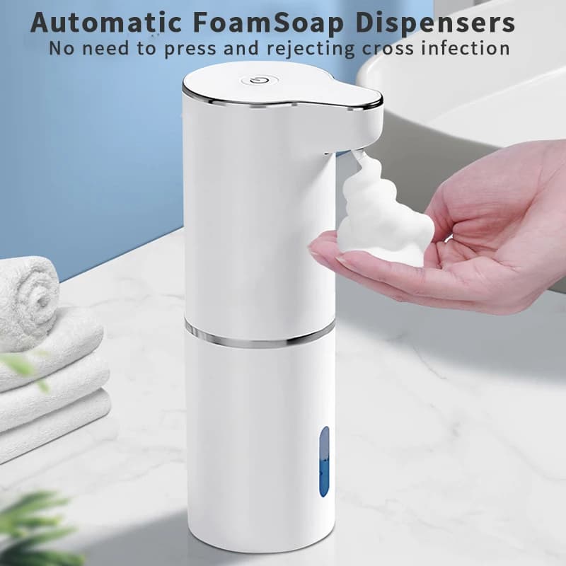 Nuovo dispenser automatico di sapone a parete in schiuma per lavatrice a mano intelligente Sensore di induzione per bagno ricaricabile con liquido da 300 ml