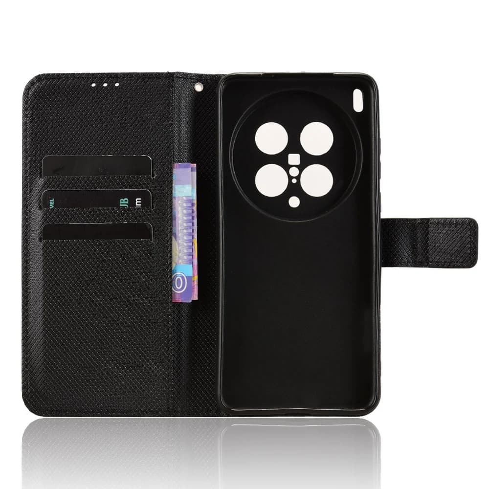 Custodia a Portafoglio in Pelle PU con Motivo a Diamante di Lusso per Vivo X200 Ultra 5G, con Supporto