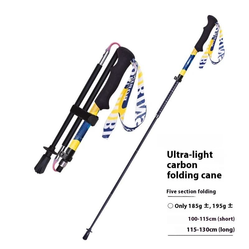 Ultra-Light Carbon Fiber Trekking Poles Portable Telescopic Folding Multi-Functional Outdoor Unisex Trail Running