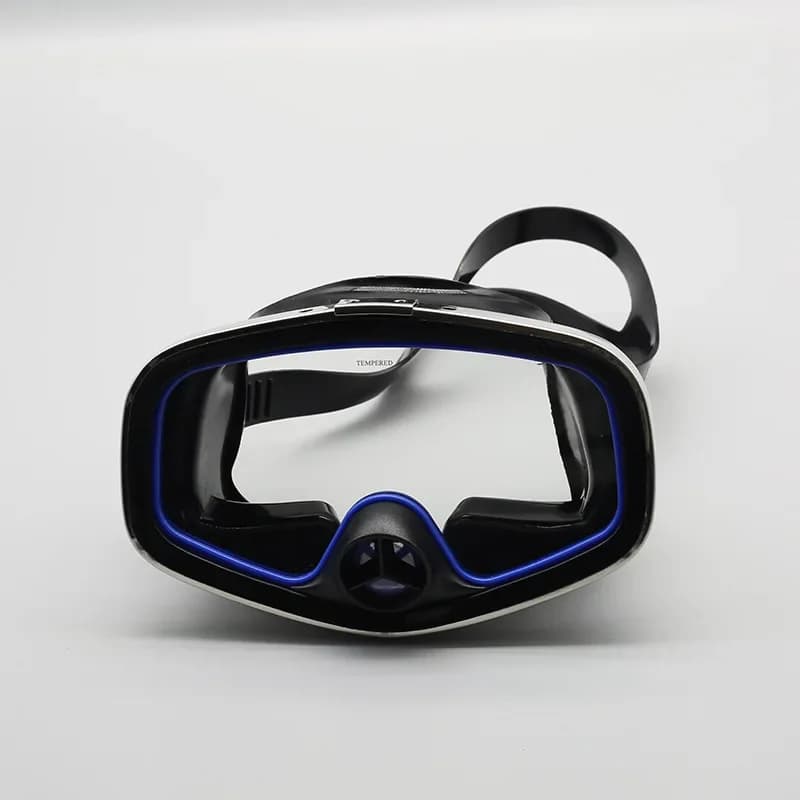 Sub glasses with professional silicone valve with large frame for adults, snorkeling mask for men and women in light and eye-catching tempered glass