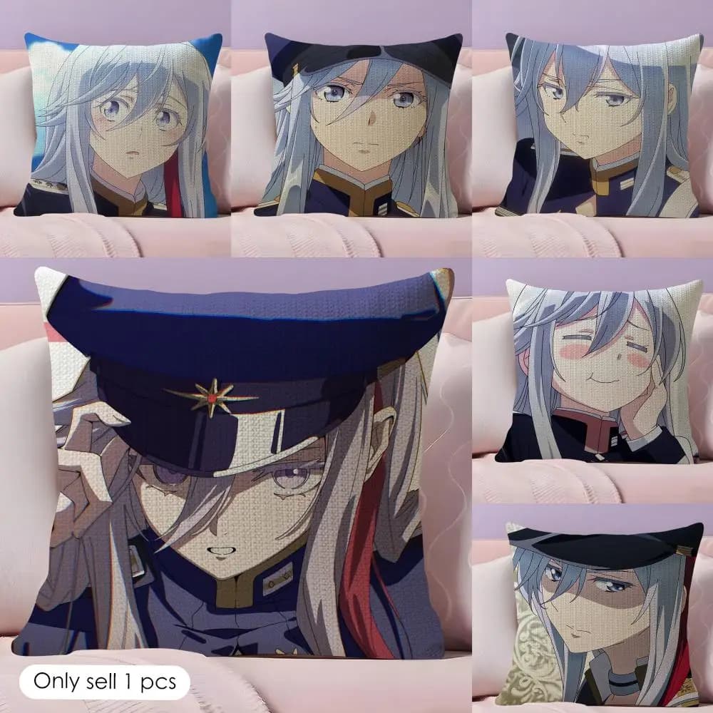 E-Eighty Six 86 Anime Copricuscino in Lino Naturale Tessuto Organico Stampa Fronte-Retro Decorazione per Divano Casa Regalo Federa