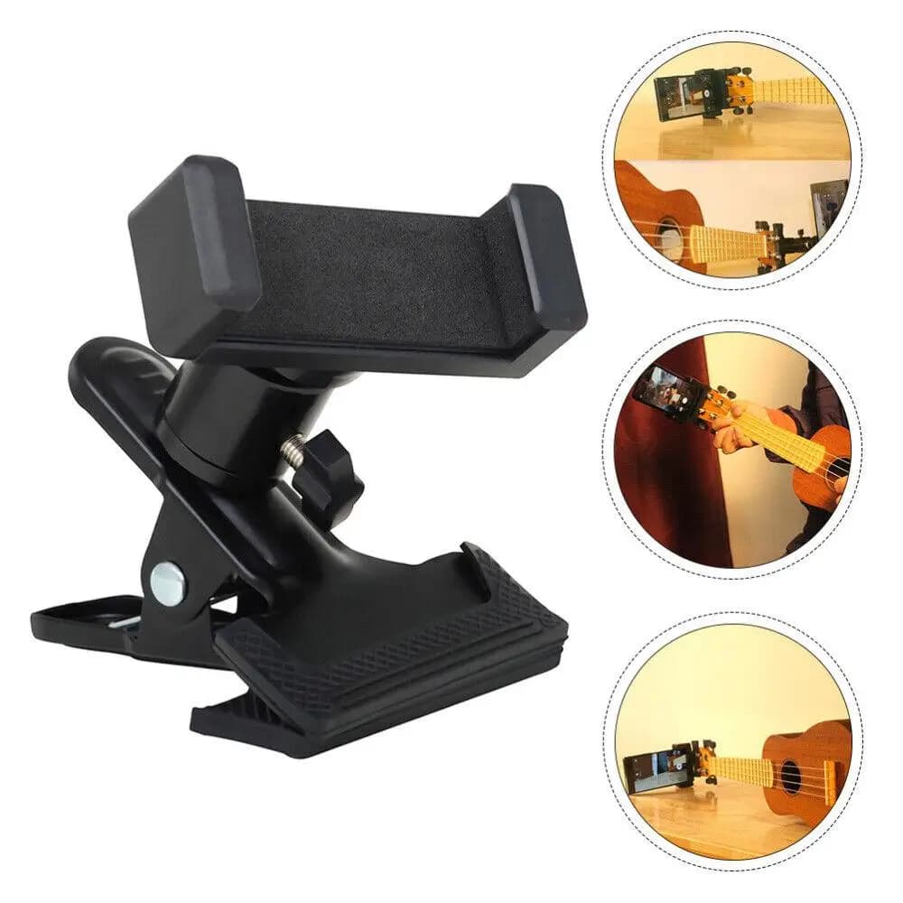Clip per testa di chitarra Supporto per telefono cellulare Staffa per trasmissione in diretta Supporto per treppiede Testa per clip per supporto iPhone Supporto per musica da tavolo