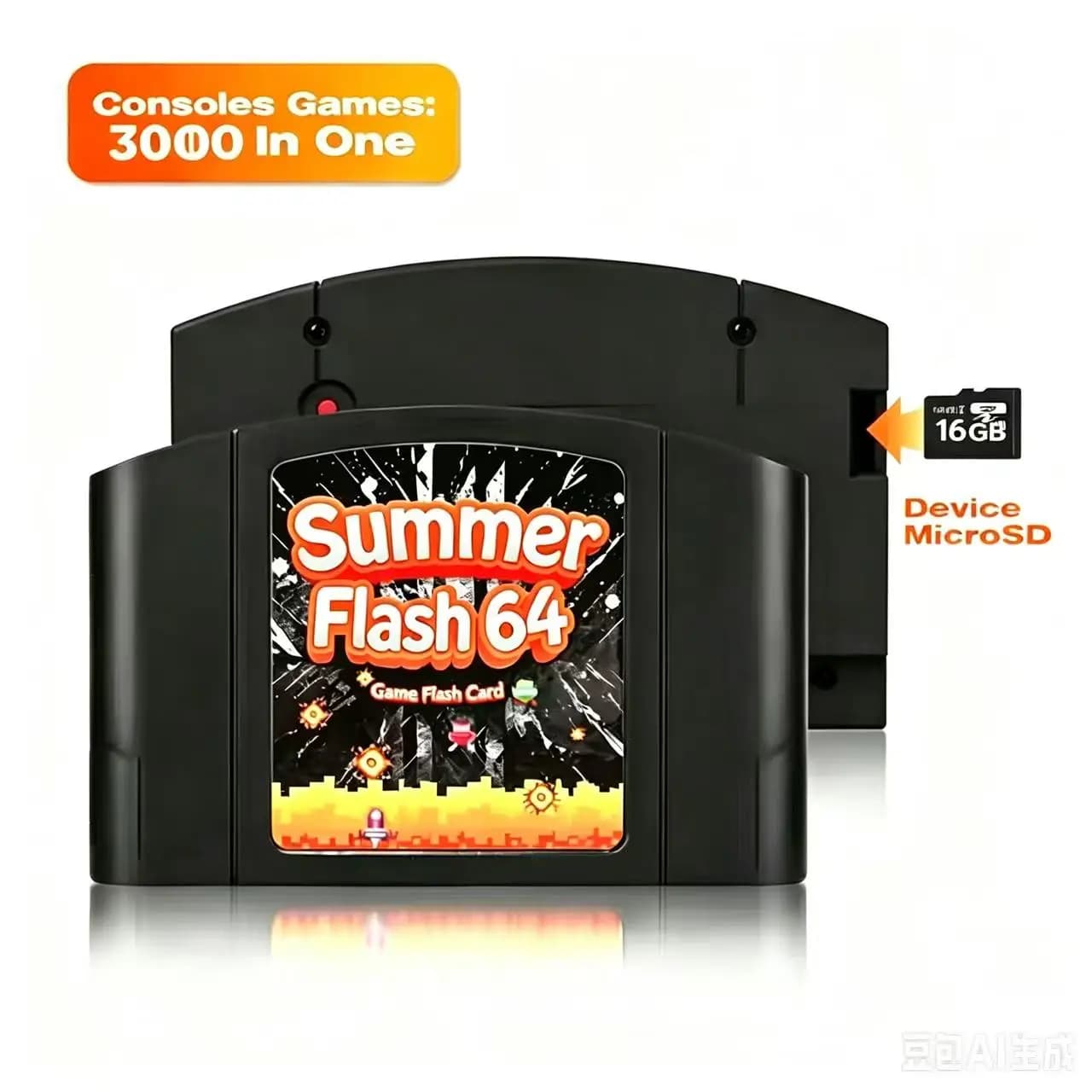Cartuccia di gioco SC64 Open Source N64 3000 in 1 per Nintendo 64 con scheda da 16GB inclusa, compatibile con giochi 64DD.
