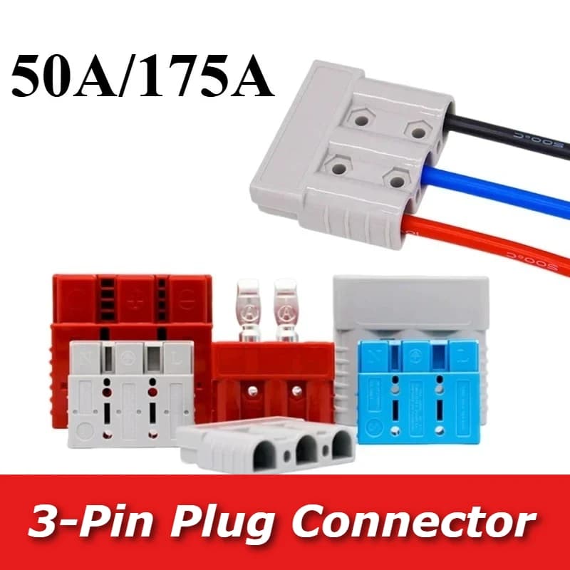 Connettore a 3 pin grigio stile spina 50A/175A per caricabatterie DC-DC, connettore di alimentazione solare per carrello elevatore, roulotte, moto, adattatore batteria