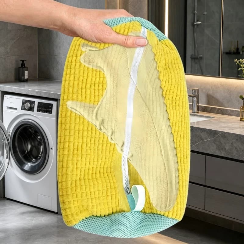 Sacchetto per Lavaggio Scarpe in Fibra Morbida, 6 Pezzi, Sacchetto Anti-Deformazione per Lavanderia, Organizzatore per Scarpe e Vestiti, Disponibile in Giallo e Grigio