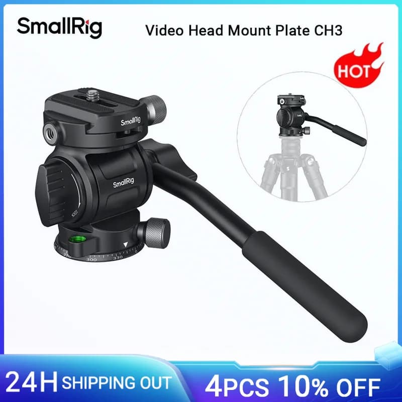 Testa video SmallRig CH3, testa fluida per treppiede Testa inclinabile con piastra a sgancio rapido per Arca Swiss per fotocamere, DSLR, carico massimo 3 kg