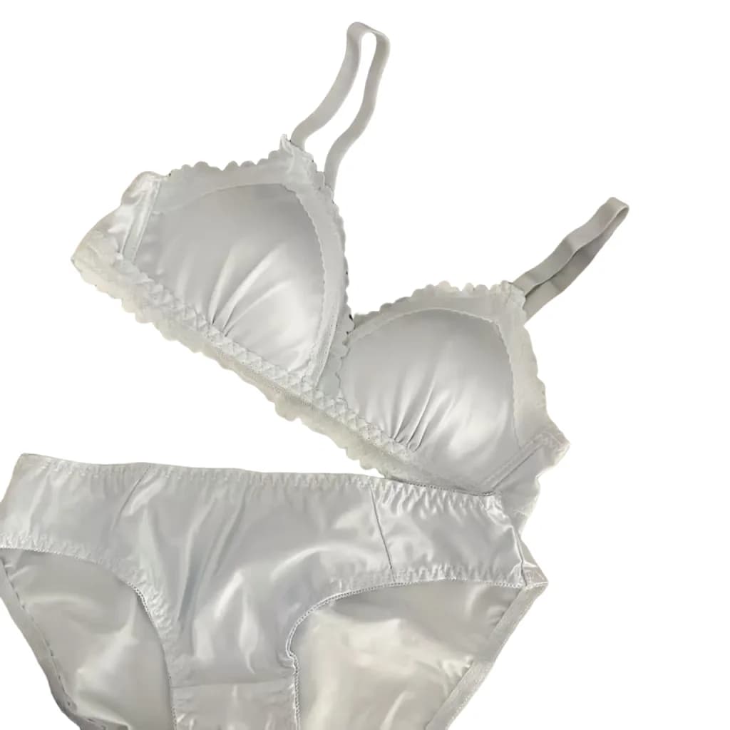 KUCLUT Set Reggiseno per Ragazze, Intimo Femminile Sottile in Raso e Pizzo, Dolce e Seducente, con Coppe a Triangolo Anti-Cedimento