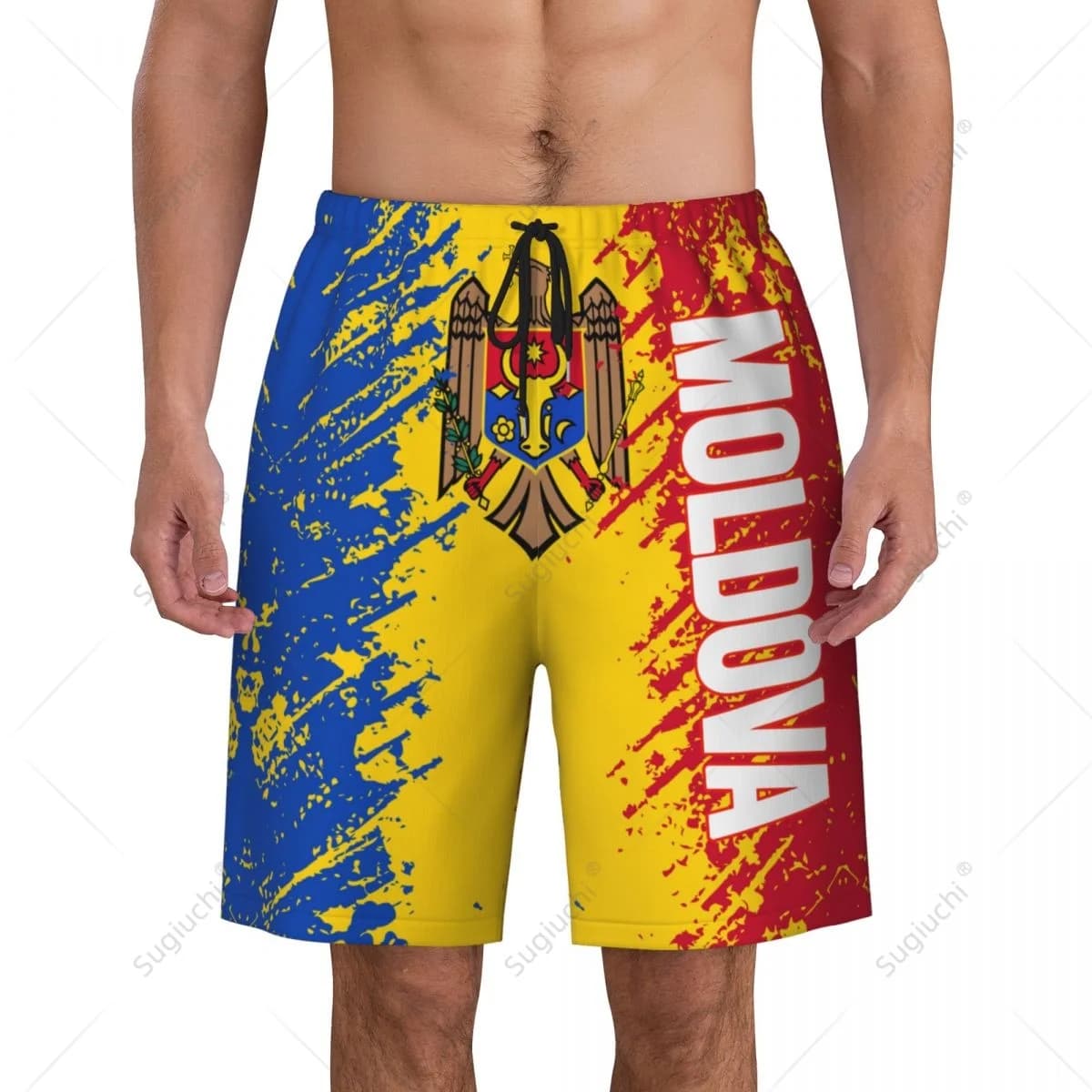 Pantaloncini da spiaggia da uomo con bandiera della Moldavia, pantaloncini da surf, per ragazzi, per calcio, ciclismo, costumi da bagno, corsa, in poliestere