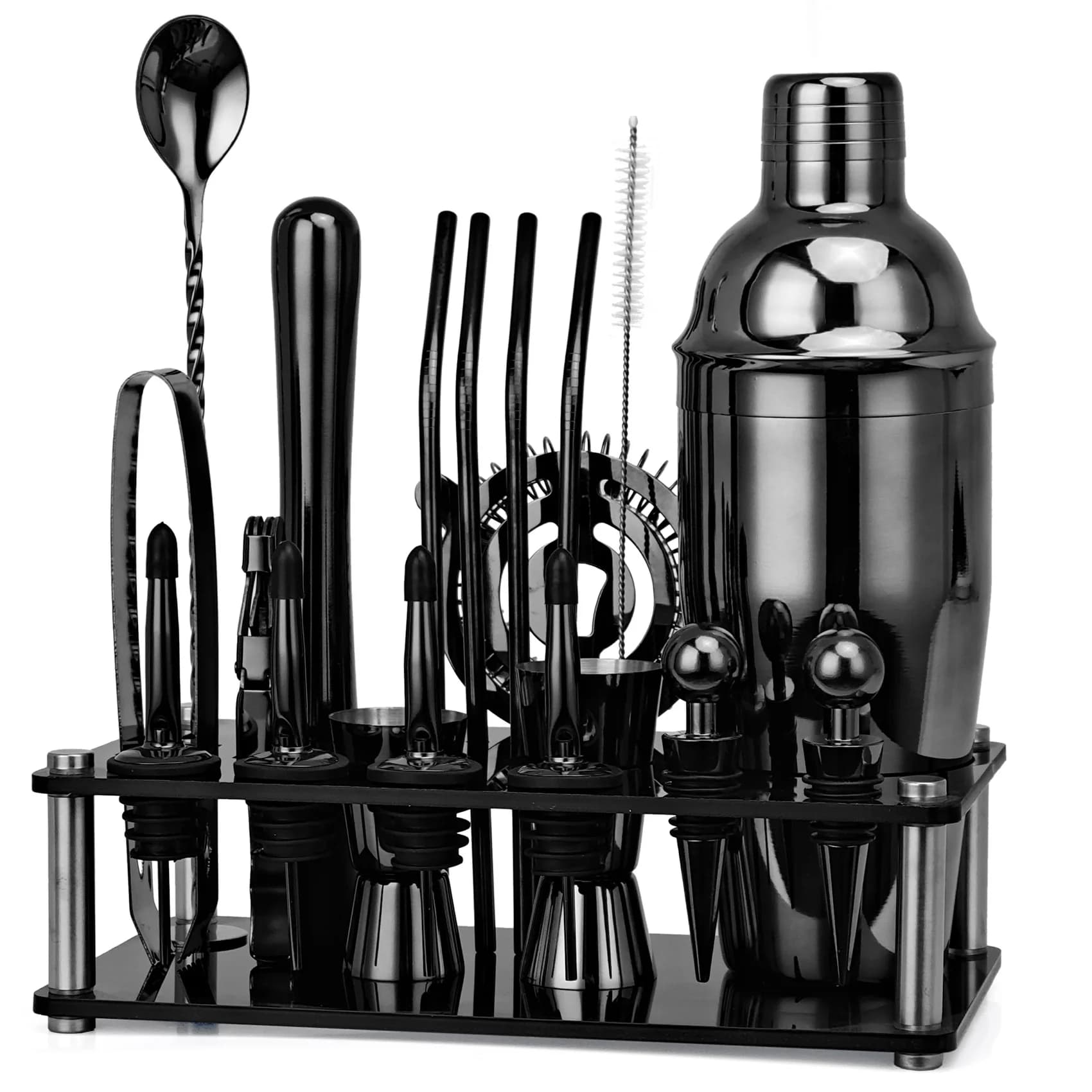 20 pz nero/oro rosa/argento 800/750/600ml Boston Shaker Bartender Kit Cocktail Shaker Set Bar strumenti Stand ricetta Cocktail