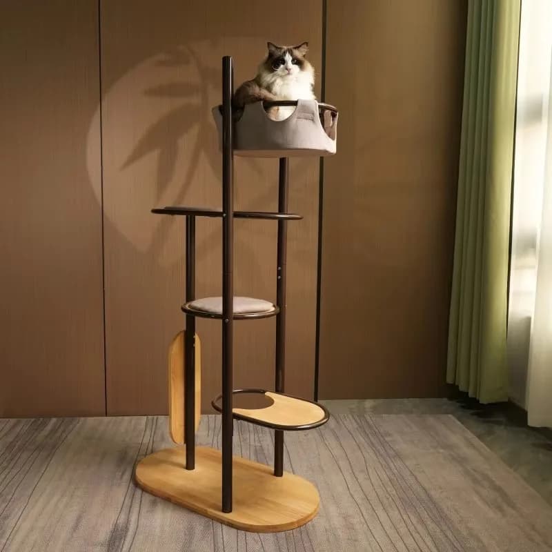 Mobili moderni per animali domestici di lusso con grande torre per gatti con pannello antigraffio, casa per gattini di lusso calda, albero con struttura da arrampicata per gatti per cani