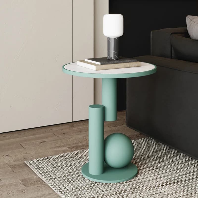 Comodino moderno di lusso leggero Camera da letto Comodino minimalista Divano Comodino con bordo in ferro Wind Rock Board