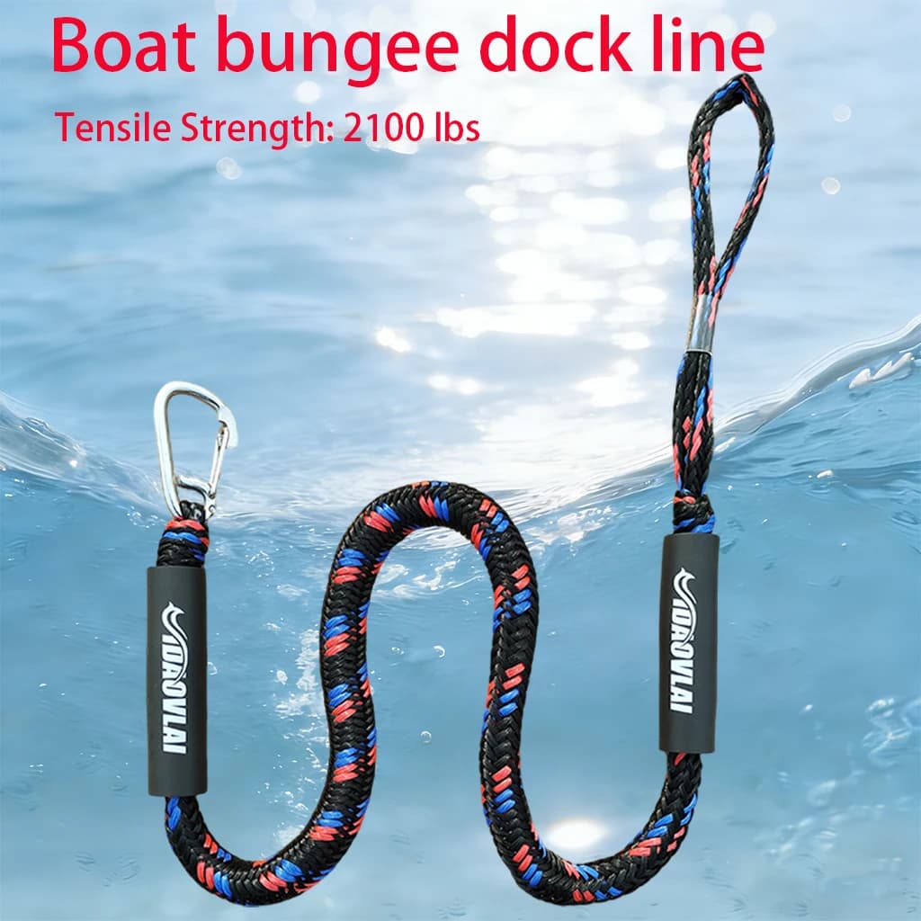 Corda di ormeggio elastica da 1,8 m (2 pezzi) con clip in acciaio inossidabile, ammortizzante, per moto d'acqua, pontone, kayak, nautica