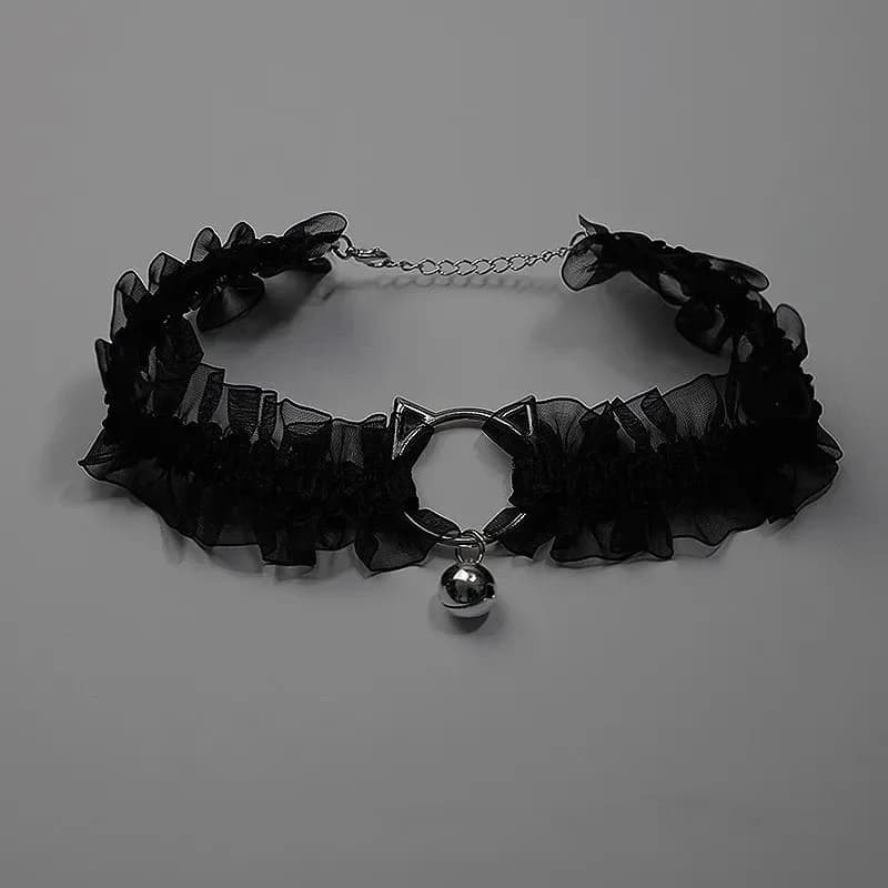 Collare Lolita da donna, girocollo in pizzo a campana, collana a catena per clavicola, accessori anime