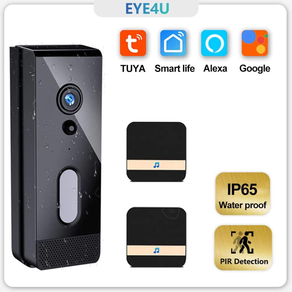 Tuya, Smart Home, videocamera per campanello, impermeabile, WiFi, videocitofono, supporto Alexa, 1080P, esterno, protezione di sicurezza, audio bidirezionale