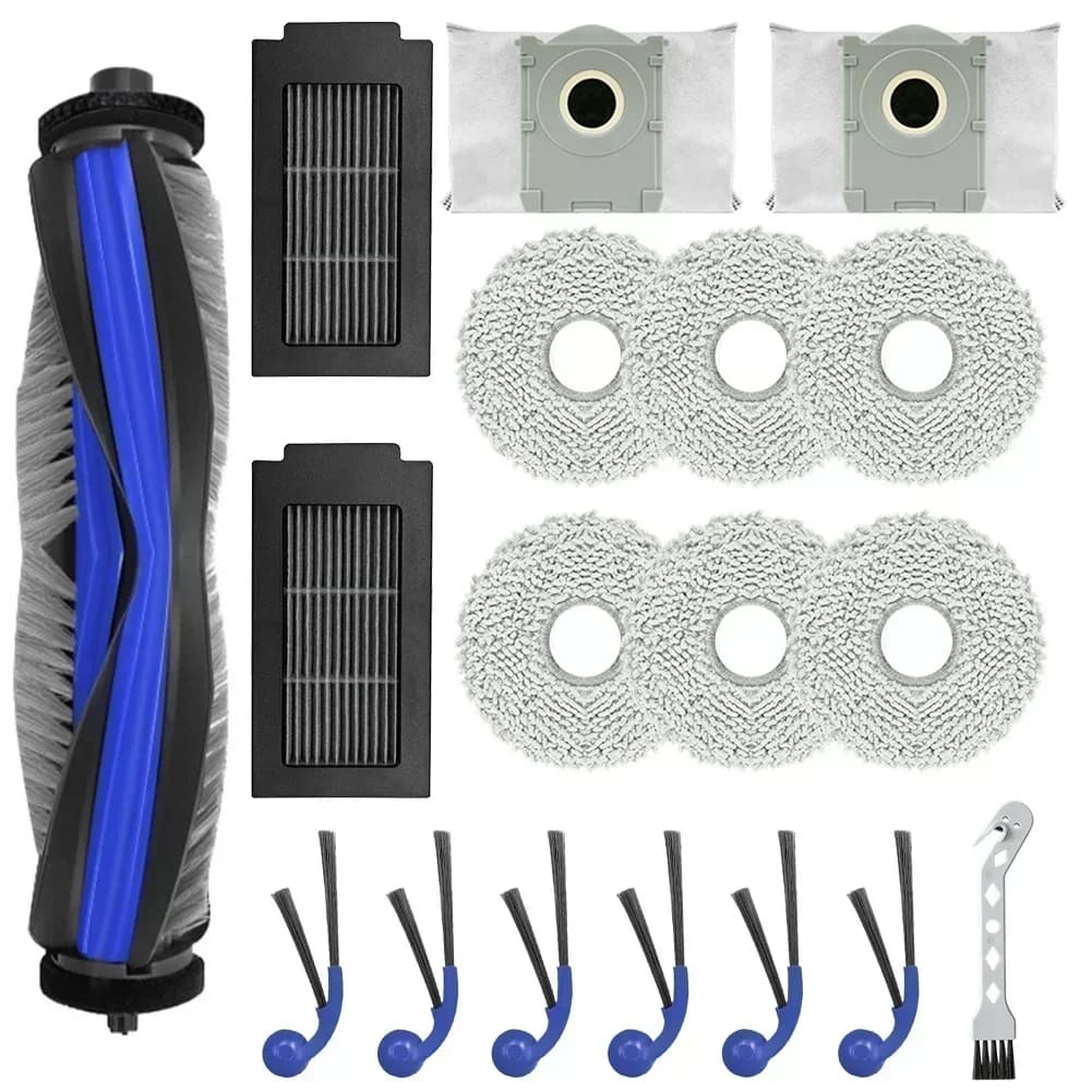 1 * Spazzola principale + 4 * Panno per scopa + 2 * Filtro + 4 * Sacchetto per la polvere + 6 * Spazzola laterale + 1 * Spazzola per pulizia per ECOVACS Per DEEBOT T30C Per aspirapolvere Omni / T30C