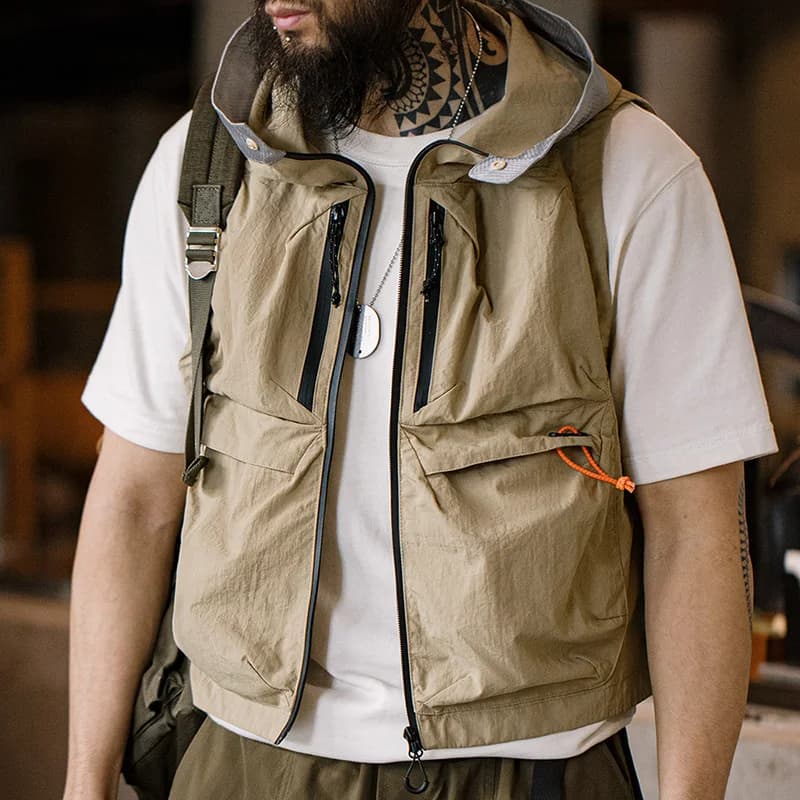 Maden Outdoor Quick Dry gilet da uomo Multi-tasca con cappuccio campeggio pesca Mountain gilet tattico caccia giacche senza maniche
