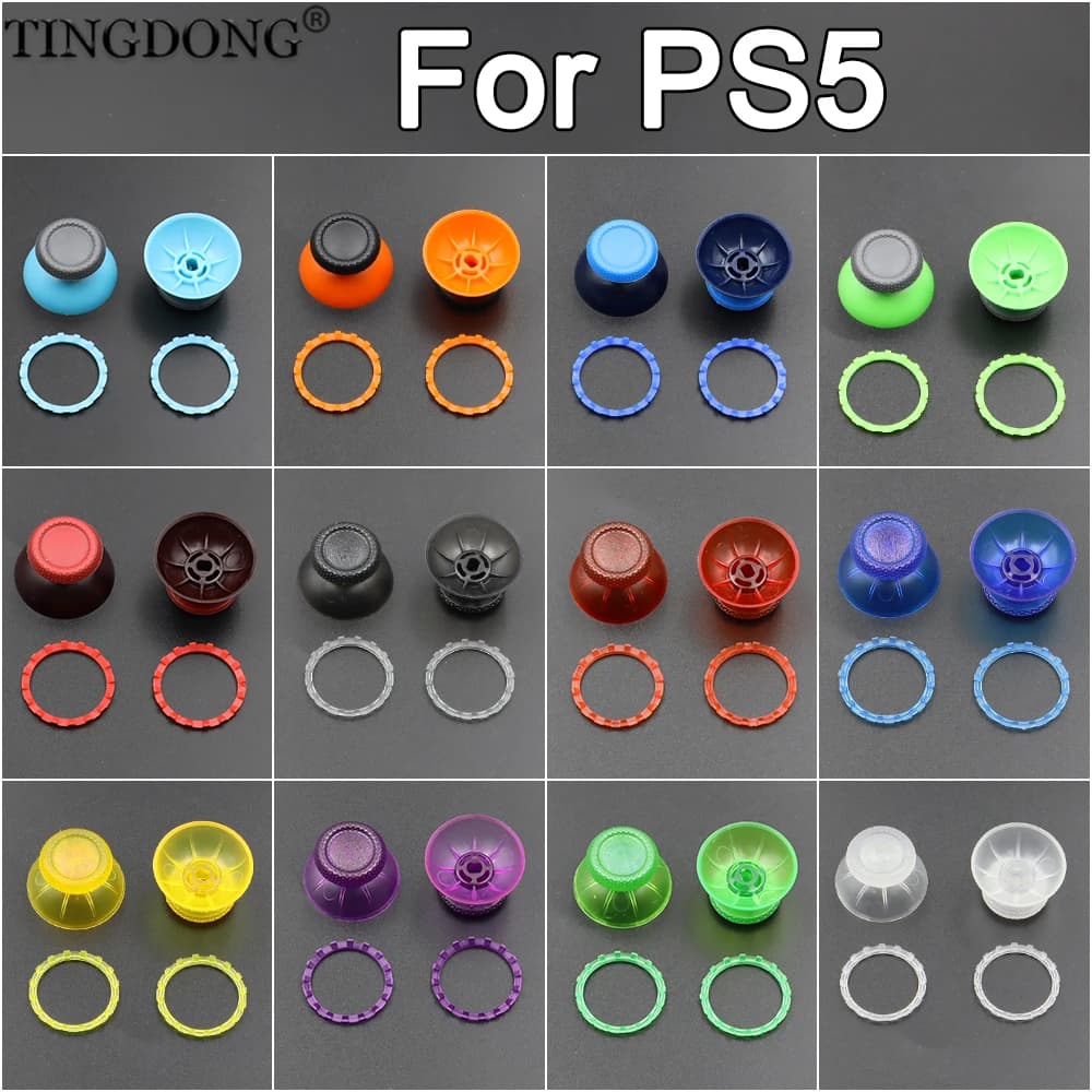 Per Controller PS5 V1 V2 V3 BDM-010 020 030: Cappucci Analogici 3D a Forma di Fungo per Thumbstick con Anelli Decorativi