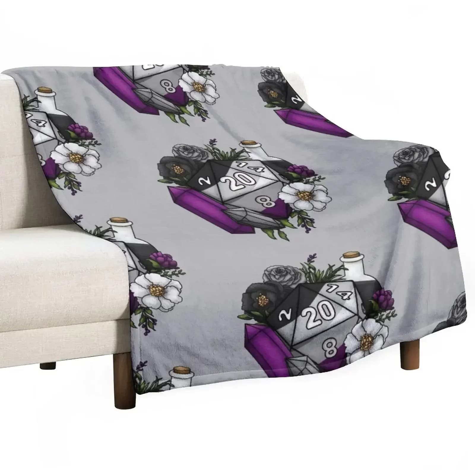 Coperta morbida e accogliente Pride Asexual D20 per giochi di ruolo da tavolo, coperta per letto, divano, sedia