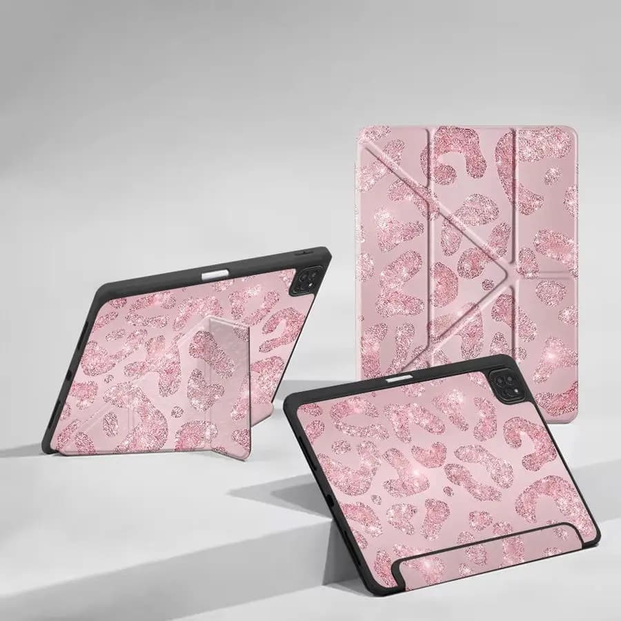 Holder Cover Tablet Case For iPad Pro 2025 Pro 11th 10th 9th 8th 7th 12.9inch Air 4 5 M3 M2 1 2 M4 11inch Mini 6 7 Pink Shiny