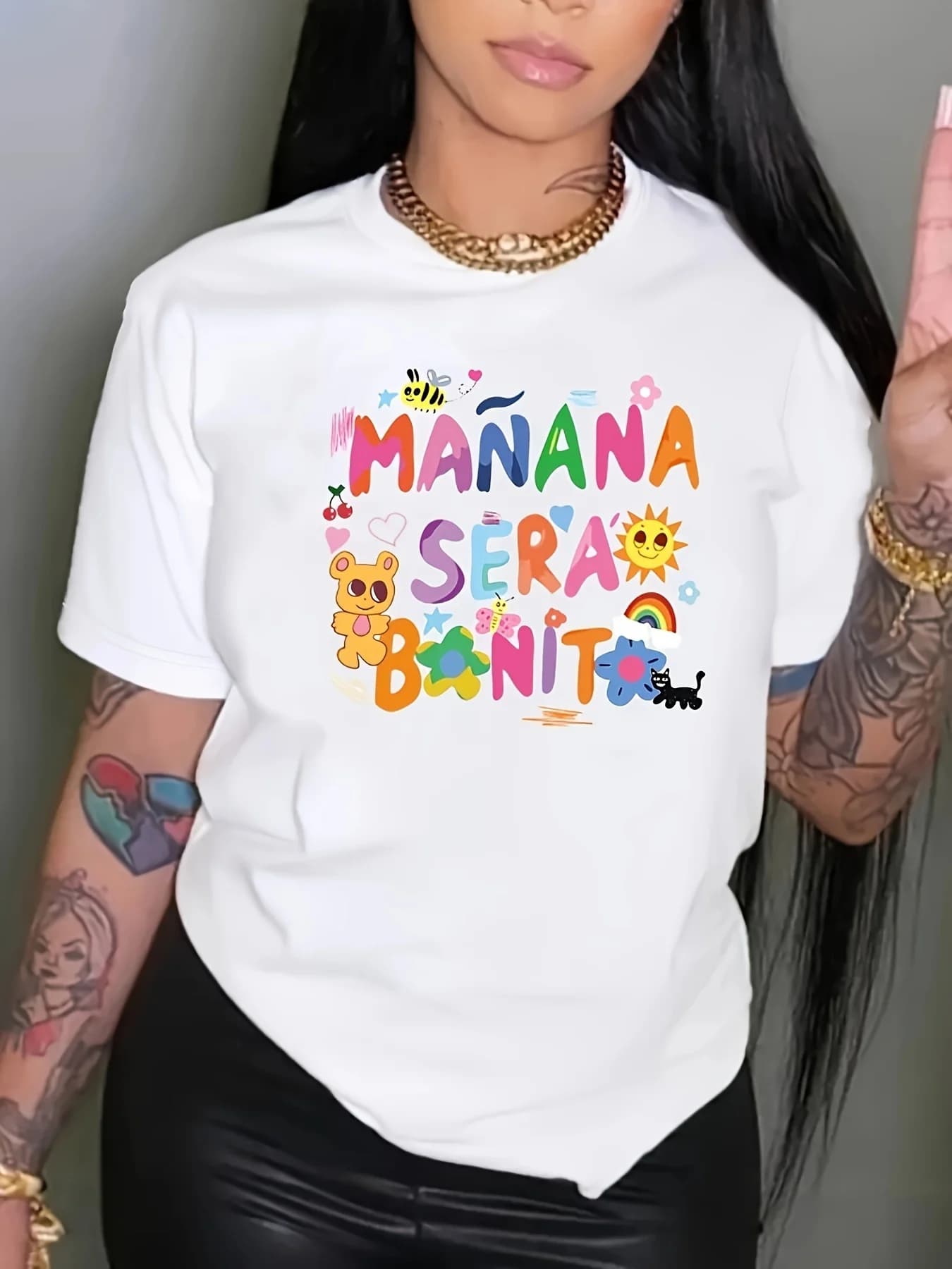 T-shirt casual con lettera cartoon di carnevale, abbigliamento sportivo leggermente elastico a maniche corte, abbigliamento sportivo da donna e modelli di festival musicali