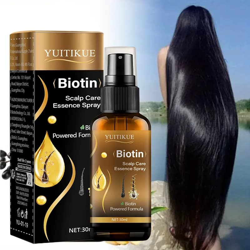 YUITIKUE Spray per capelli alla biotina da 30 ml - Formula potenziata con biotina per idratare e rinforzare i capelli, cura del cuoio capelluto non grassa
