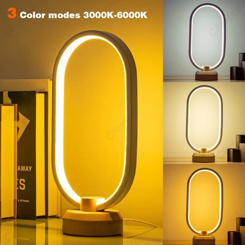 Nuova lampada da scrivania creativa a LED in legno massello con alimentatore USB per apparecchi di illuminazione per atmosfera da comodino, soggiorno, studio, camera da letto