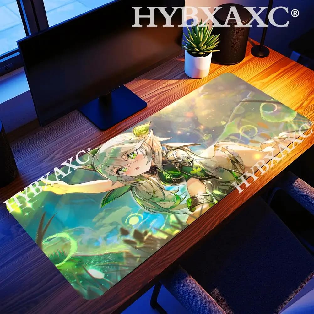 HYBXAXC Tappetino per mouse Nahida Genshin Impact, Tappetino per tastiera Lesser Lord Kusanali, Accessori da gaming per PC, Tappetino da scrivania