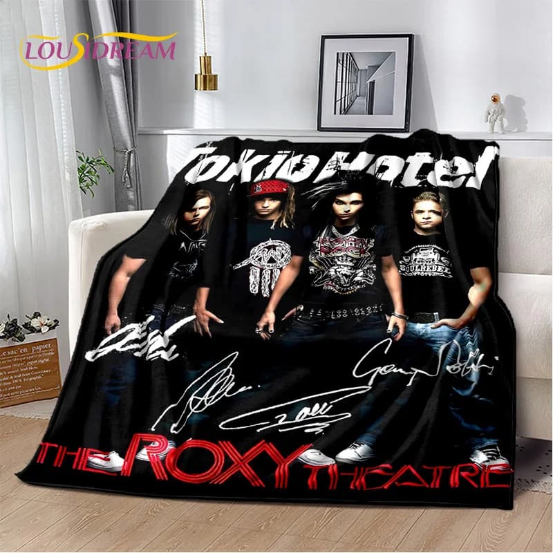 Tokio Hotel Rock Band Bill Kaulitz Coperta, morbida coperta in flanella per la casa, camera da letto, divano letto, picnic, ufficio, escursionismo, tempo libero, pisolino