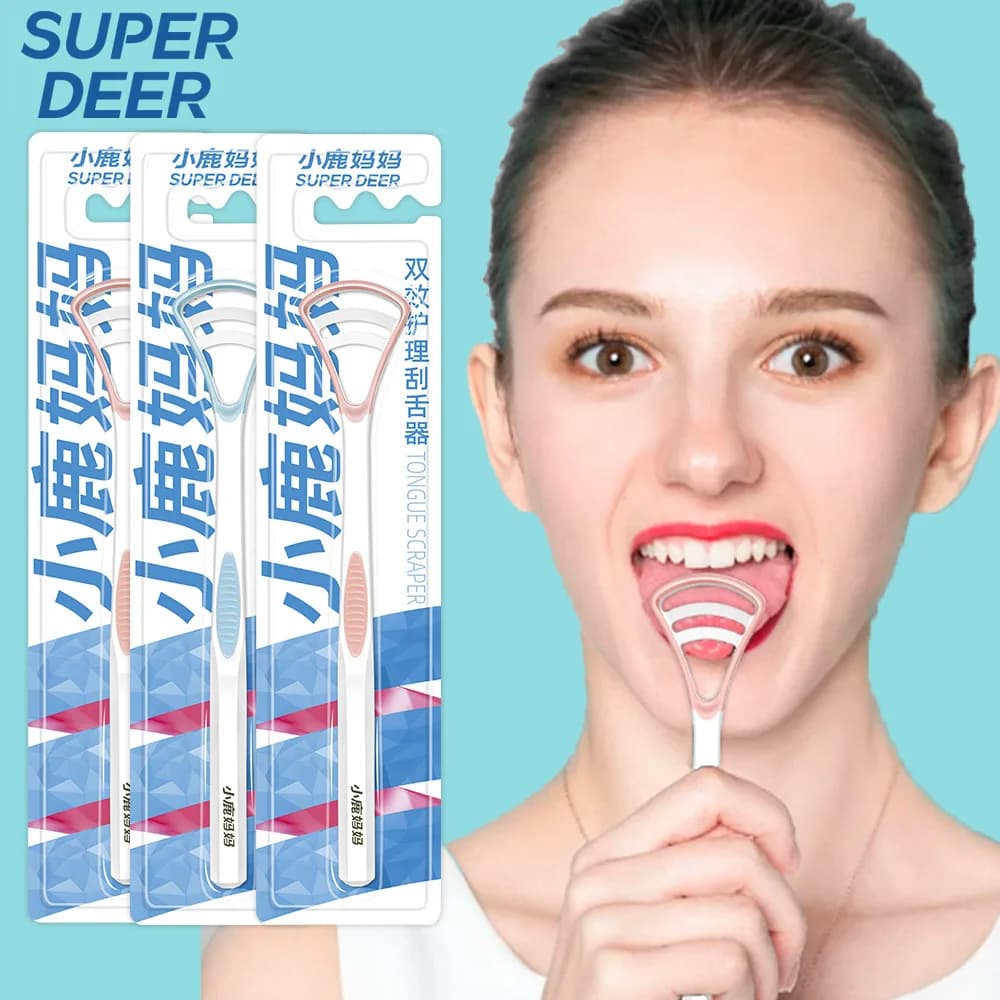 1 pz silicone tongue scraper with ergonomic brush handle for cleaning the freshest breath language on two sides oral hygiene tool