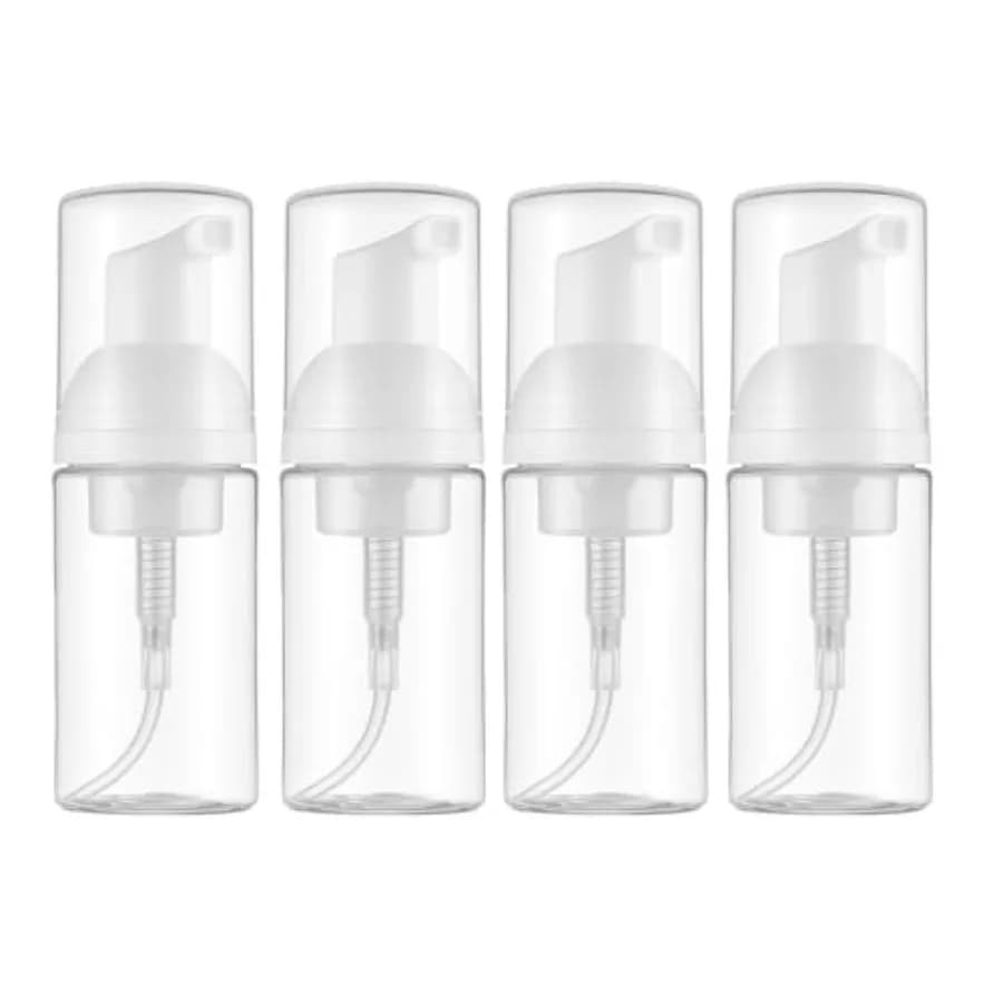 4Packs 30ml Foaming Soap Dispenser Bottles Clear Refillable Foam Pump Bottle with White Cap Portable Mini Mousse Container for