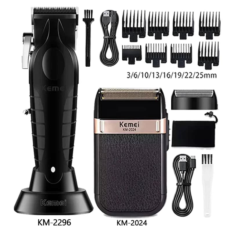 Kemei Hair Clipper Km-2296 Km-MAX5090 Km-2024 Barber Blading Hair Cutting Machine Clipper Grooming Cordless Rechargeable Shaver