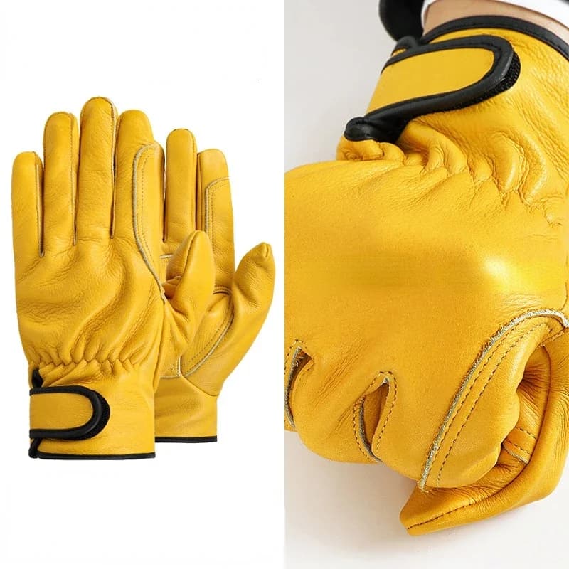 Guanti da lavoro Lavoratori in pelle di vacchetta Lavoro Saldatura Protezione di sicurezza Giardino Sport Moto Driver Guanti resistenti all'usura