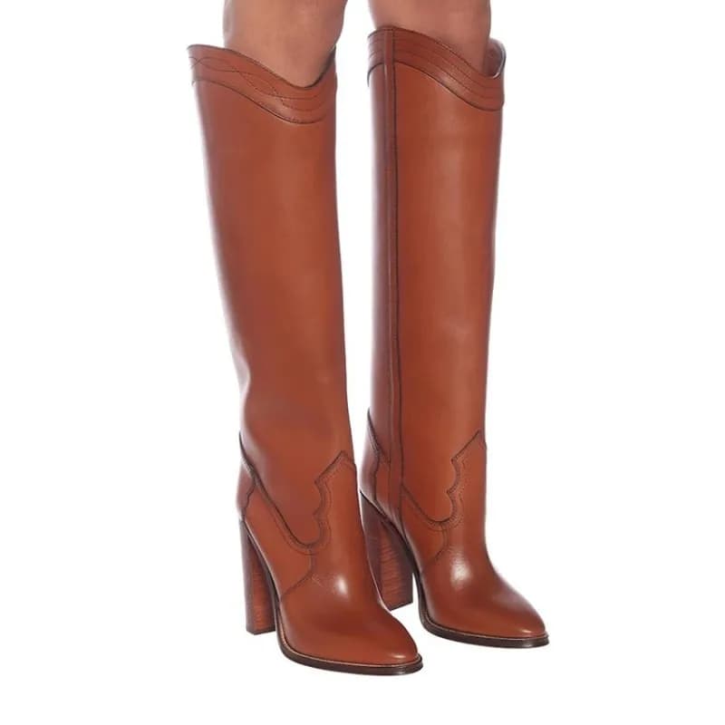 2026 Style Round Toe High Boots and Knee Boots Ultra High Heel Fashion Large Size Women's Boots Brown Long Boot shoes for women