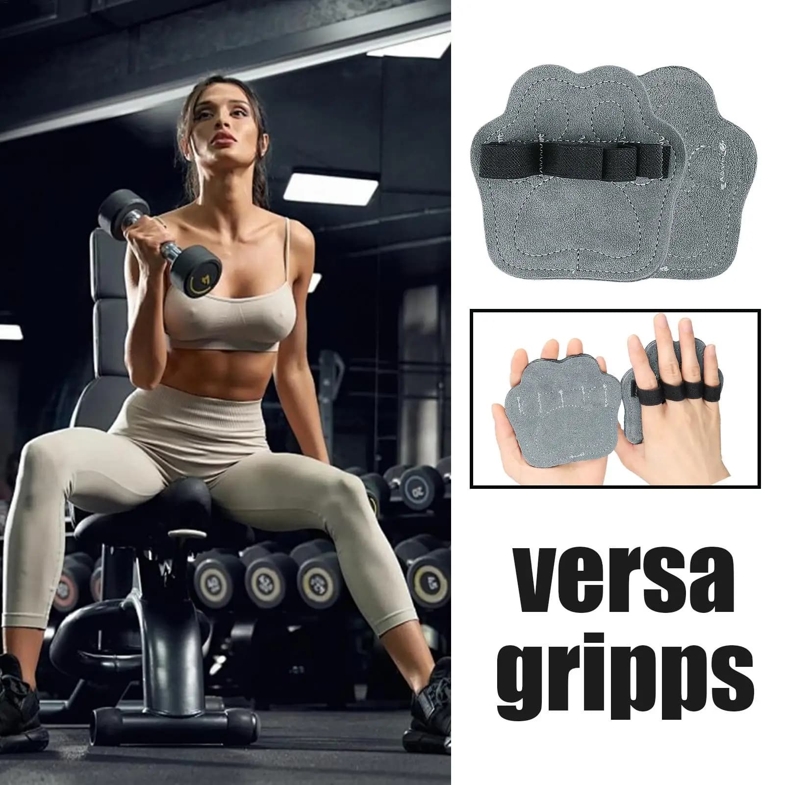 2PCS PU Grip Pad in Leather Lifting Knobs Gym Training Gloves Weightlifting Calisthenics Powerlifting Fitness Sport Hand Protection