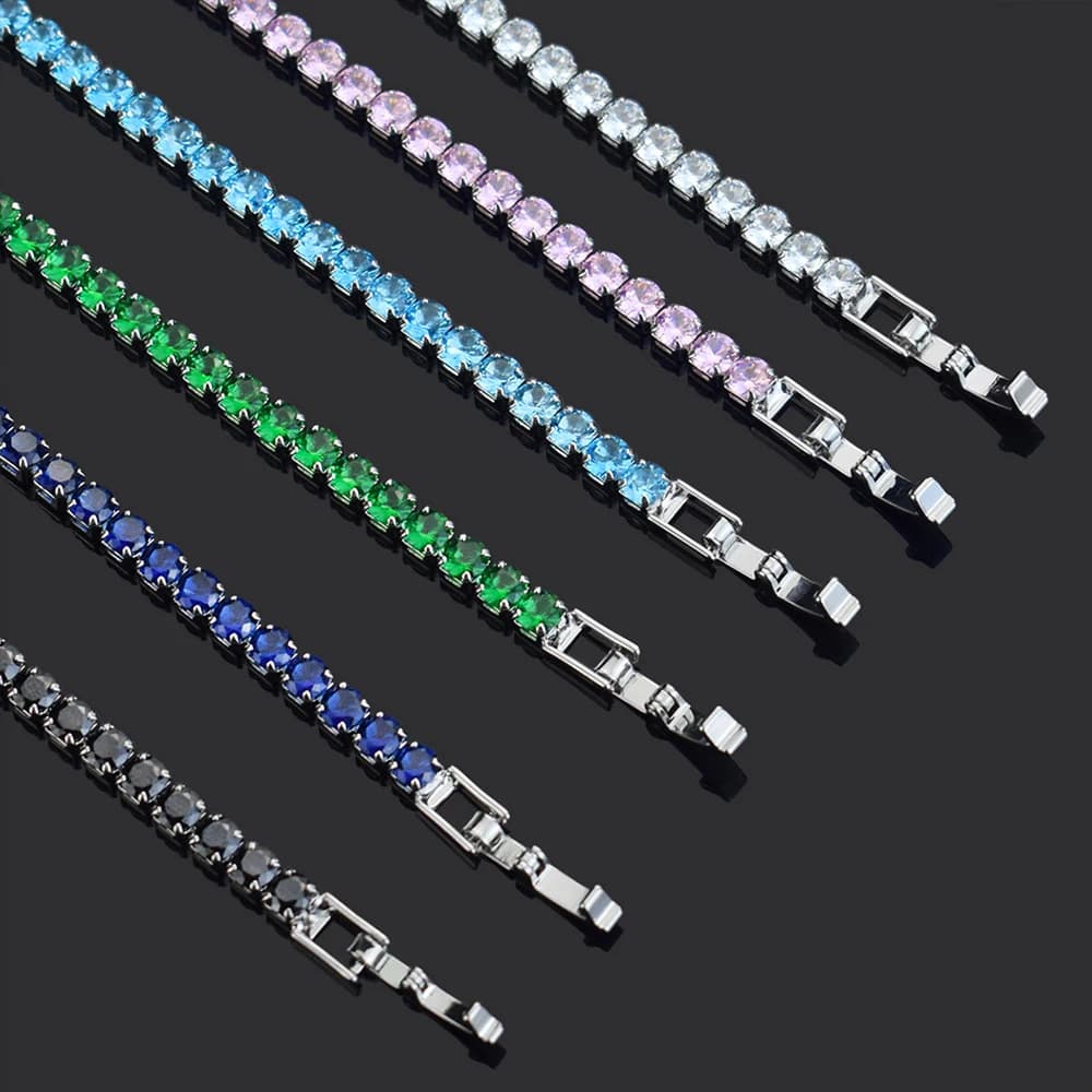 Bracciale Tennis con Micro-incastonatura di Zirconi da 4mm per Donna, Nuovo Bracciale Uomo 2025, Accessori Gioielli all'Ingrosso