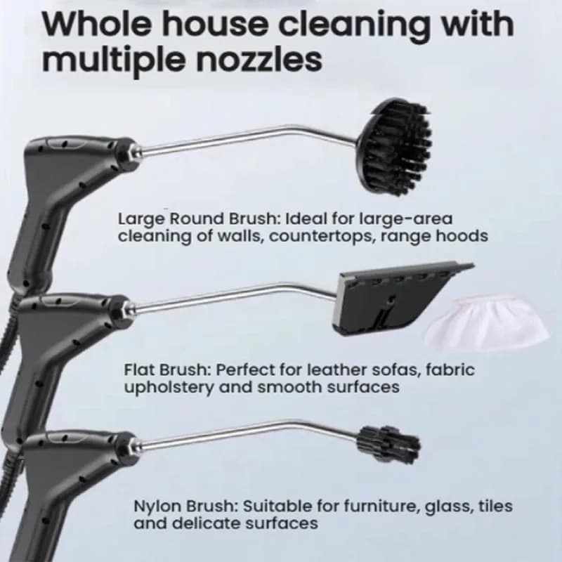 Portable High Pressure Steam Cleaner Multi Gear Temperature Control Handheld Steam Cleaning With Full Accessories Brush Nozzles
