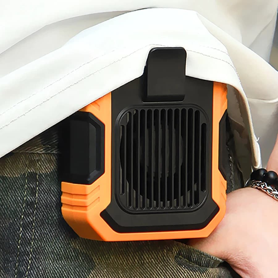 Small portable fan with night light, fast cooling, usable at waist, neck, desk, hand or as power bank