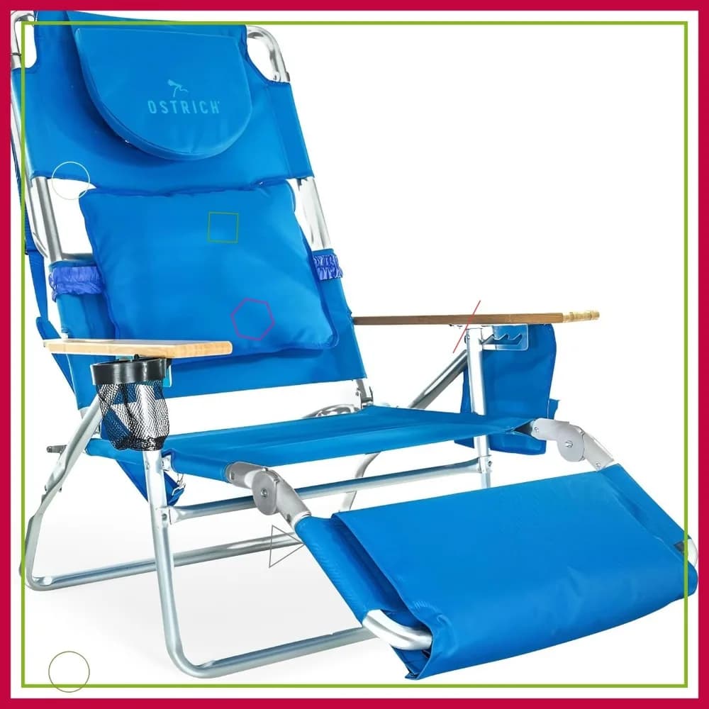 Sedia a Sdraio Reclinabile 3-in-1 Leggera con Poggiapiedi, Blu - Perfetta per Prato, Spiaggia, Patio