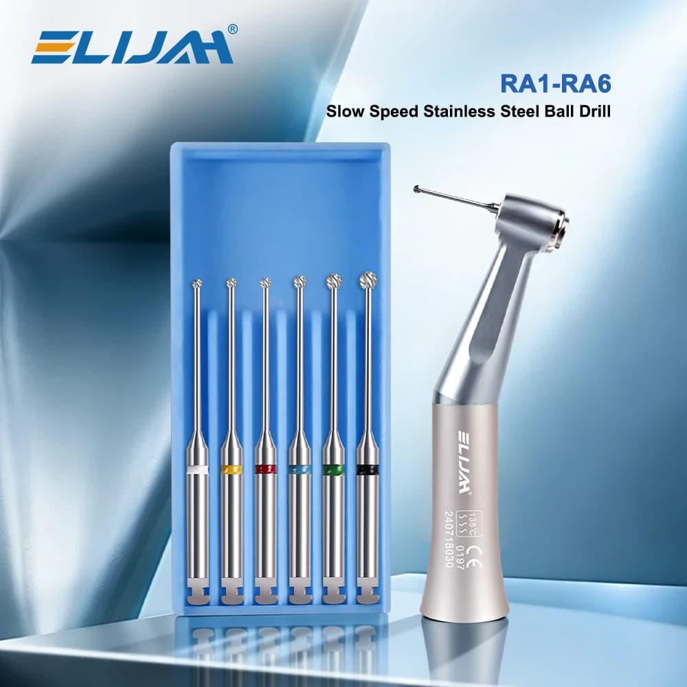 6 pcs Dentale Canalare Fresa Long neck Microscope Endo Tungsten carbide RA 2.35mm Shape Sphere 34mm Low Speed Dentistry Tools