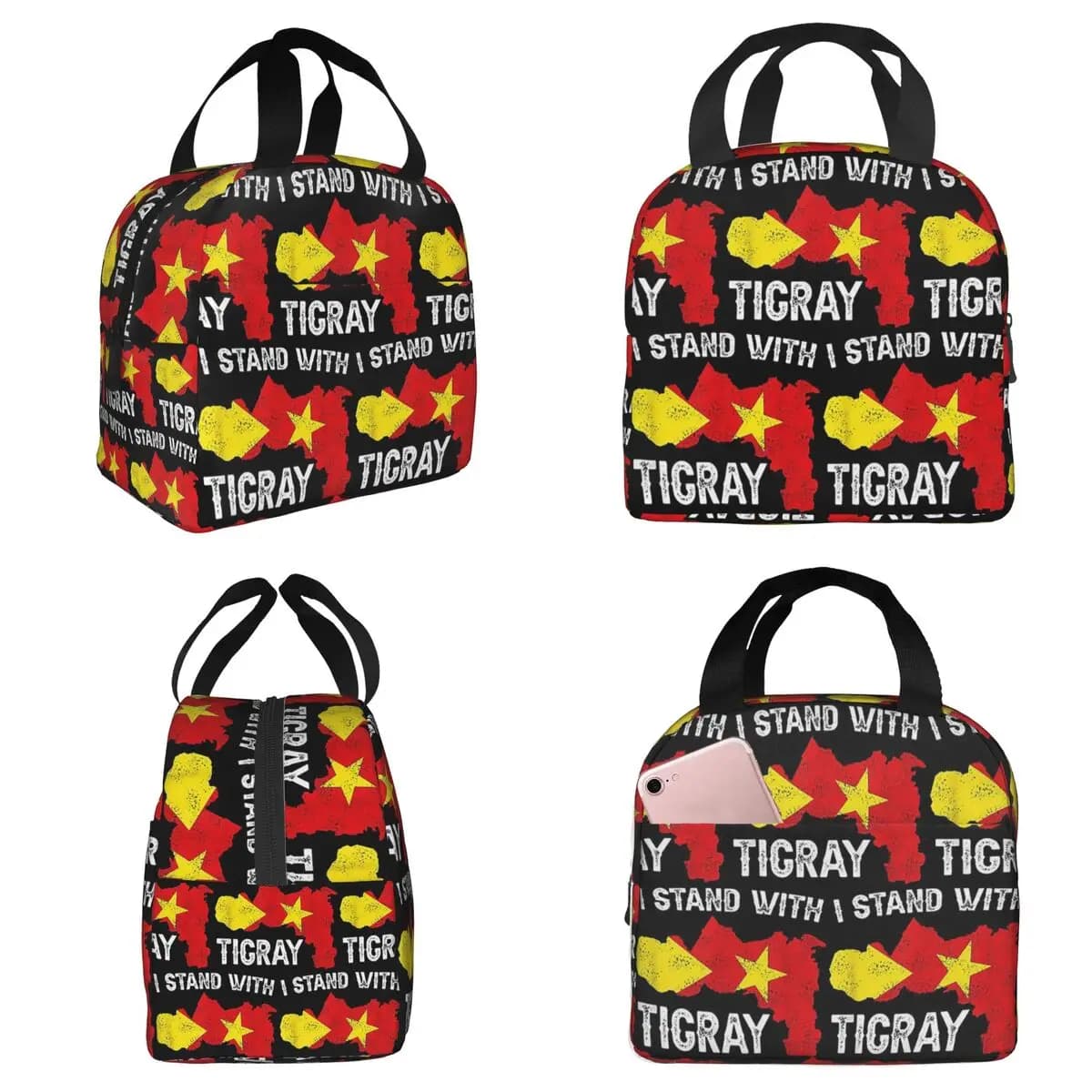 Tigray Flag Ethiopian Insulated Lunch Bag for Kids School Cooler Thermal Food Box Tote Portable Lunch Boxes Container